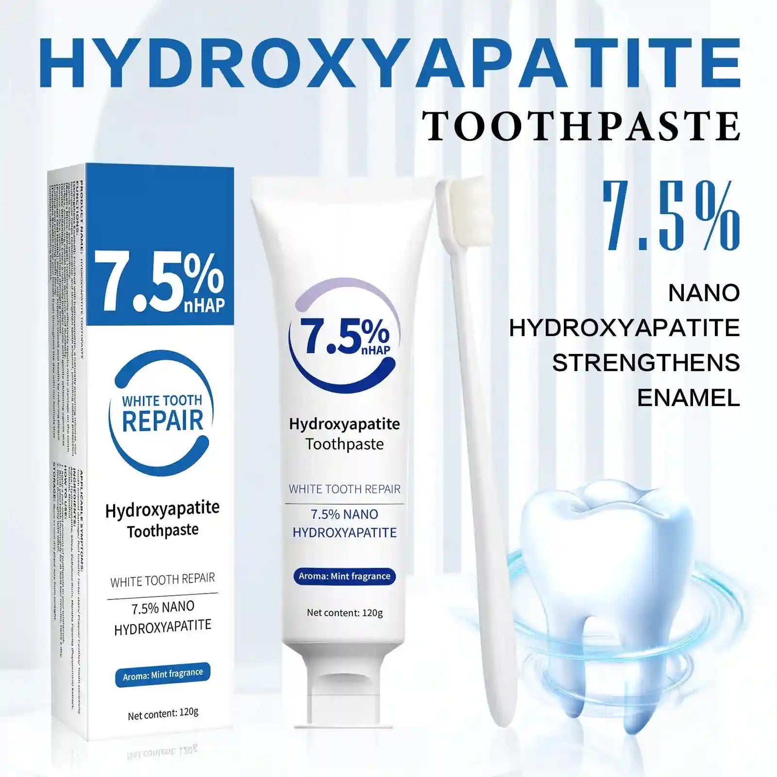 Tidesmit 120g Hydroxyapatite toothpaste and whitening pen set for gentle stain removal and oral repair