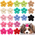 Colorful flower dog hair bows with rubber bands for small pets. Durable, cute grooming accessories for cat or dog hair.