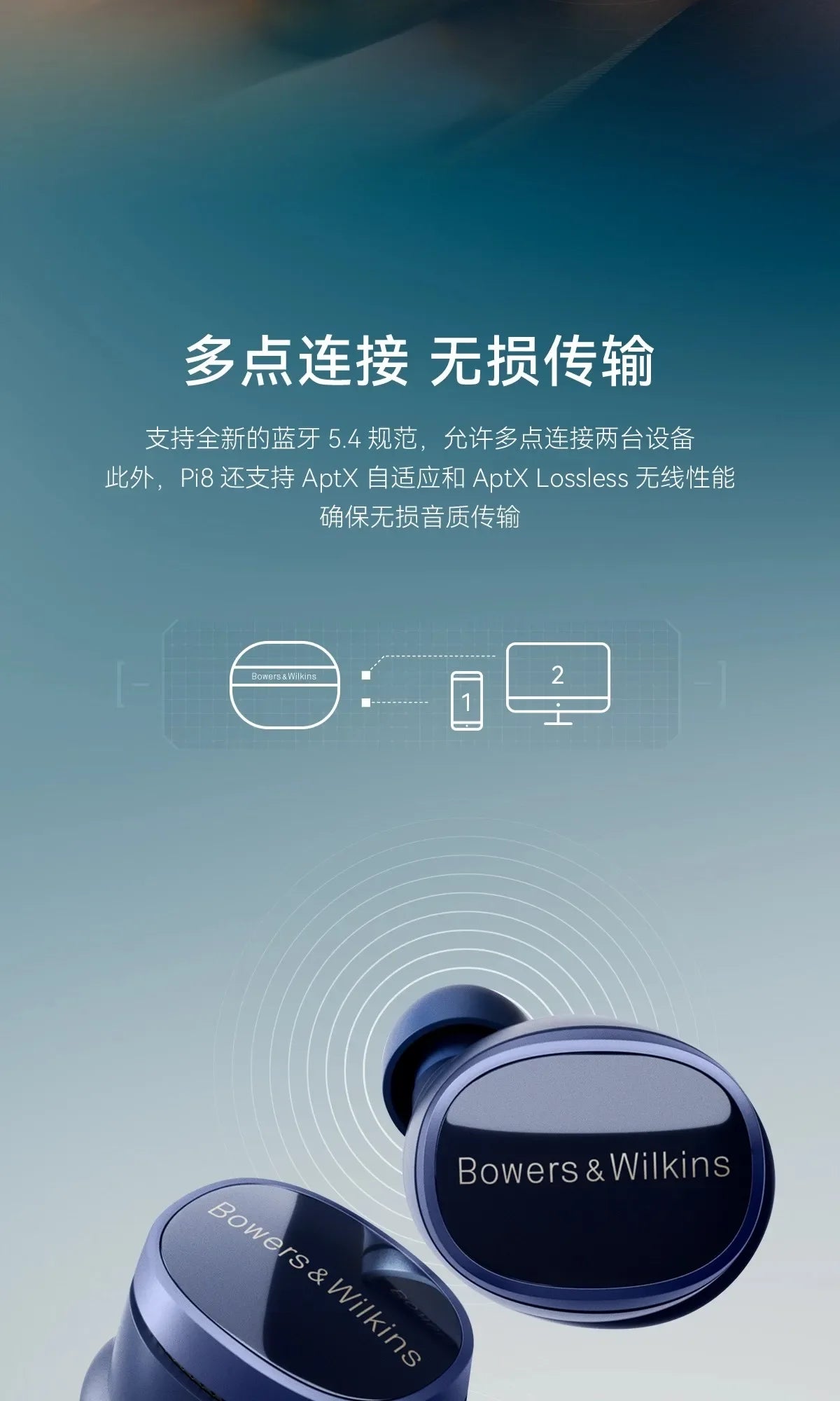 Bowers & Wilkins Pi8 Wireless ANC Earbuds by Tidesmit Tidesmit