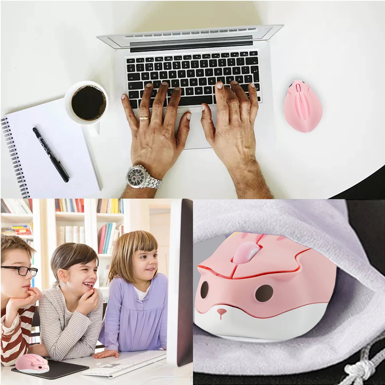 Mini Wireless Mouse 3D Cute Hamster 2.4G Bluetooth Dual Mode Connectivity Long Battery Life Mute USB Optical Mouse For Laptop PC