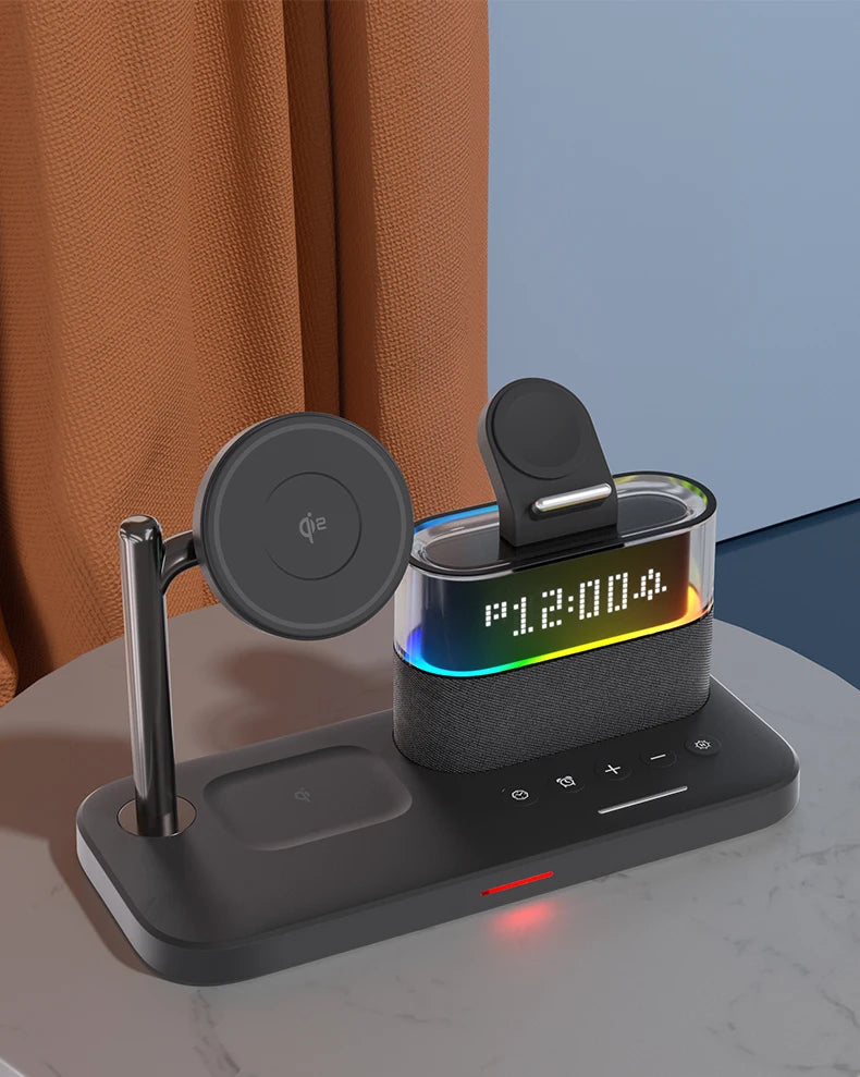 3-in-1 MagSafe Wireless Charger Station with RGB Alarm Clock Tidesmit