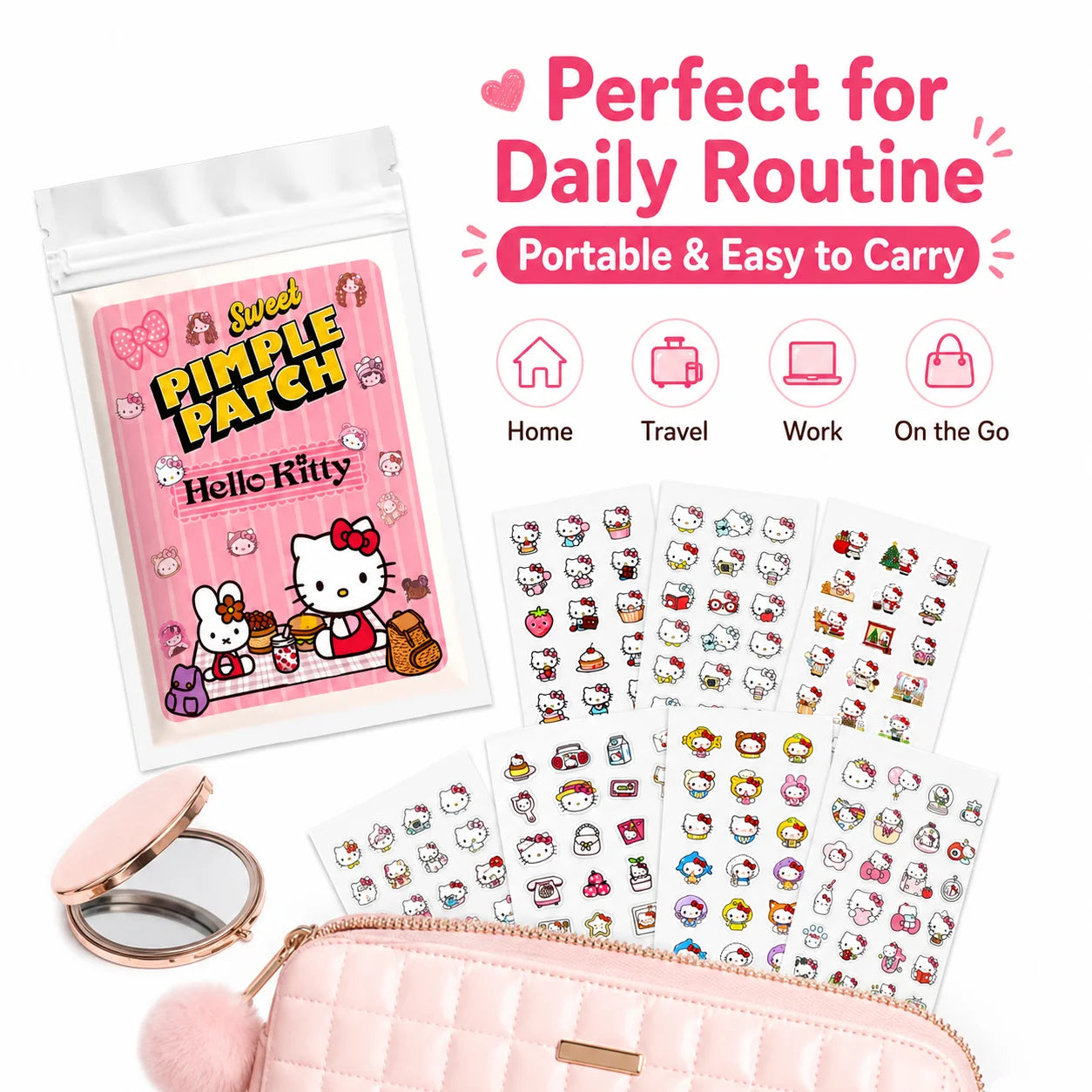 Hello Kitty Hydrocolloid Pimple Patch Acne Spot Cover Waterproof Breathable Invisible for Women Girls Daily Use