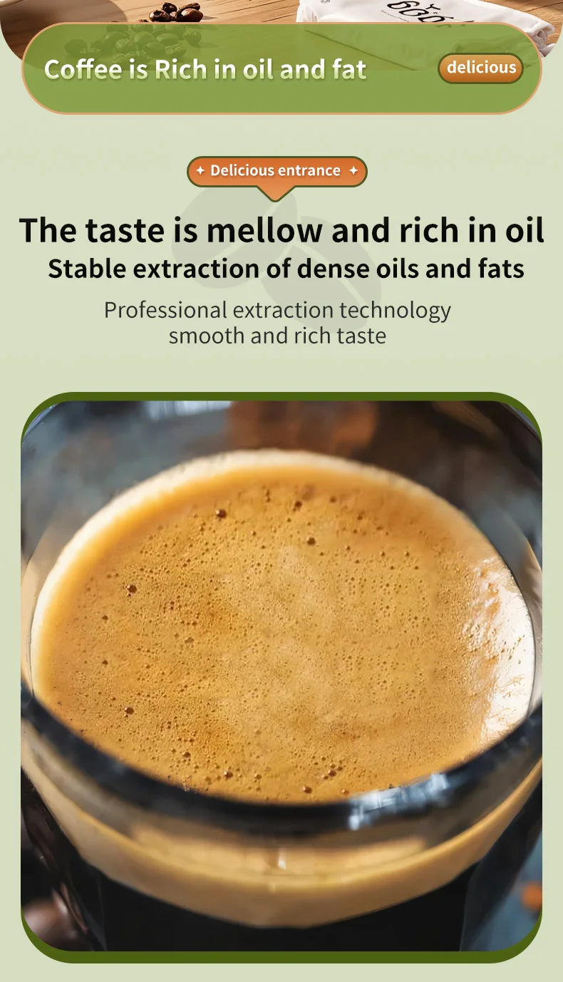 Close-up of rich espresso coffee with thick crema, highlighting professional extraction technology for bold flavor.