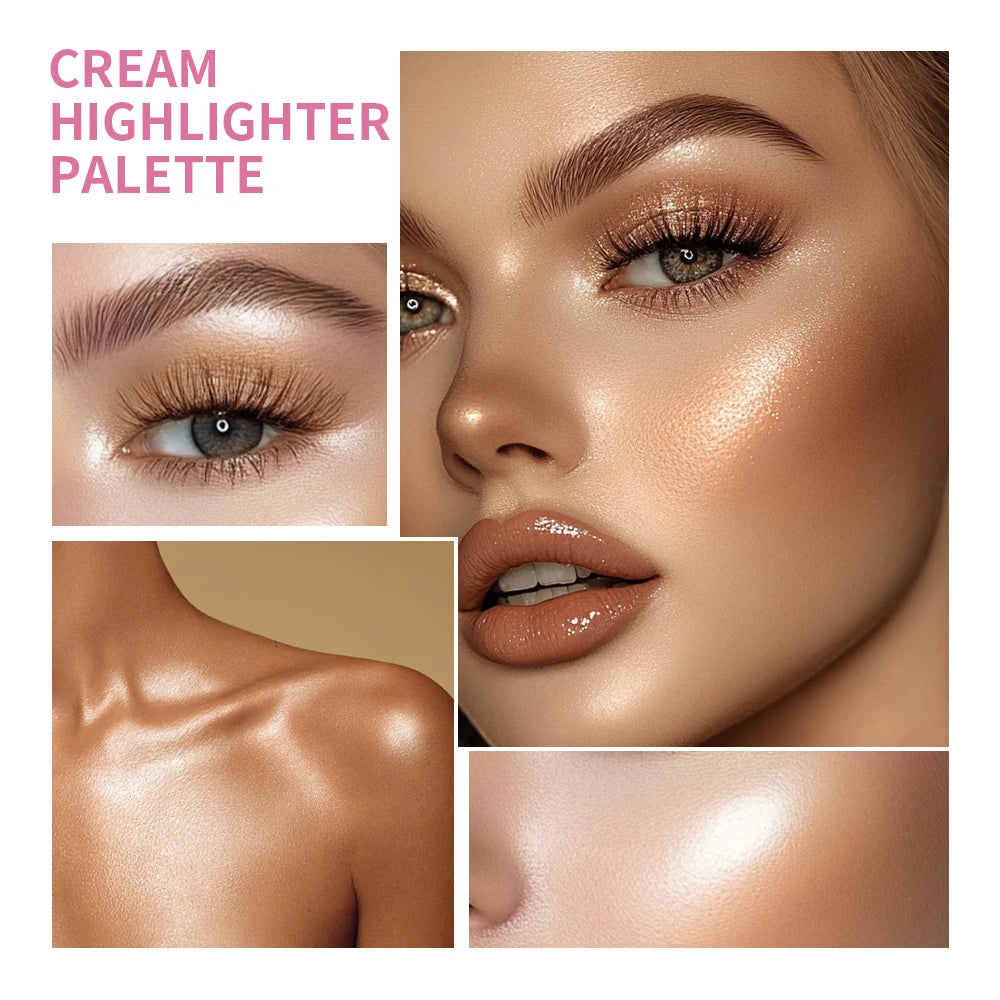 Tidesmit High Gloss Cement Case Cream Palette with matte and shimmer pink brown nude shades detail view