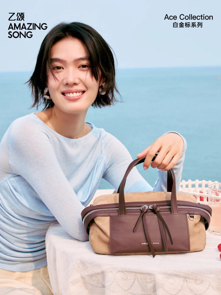 Amazing Song Original Design Cheese Roll Pillow Bag Small Top Grain Leather 2026 New Fashionable Women's bags