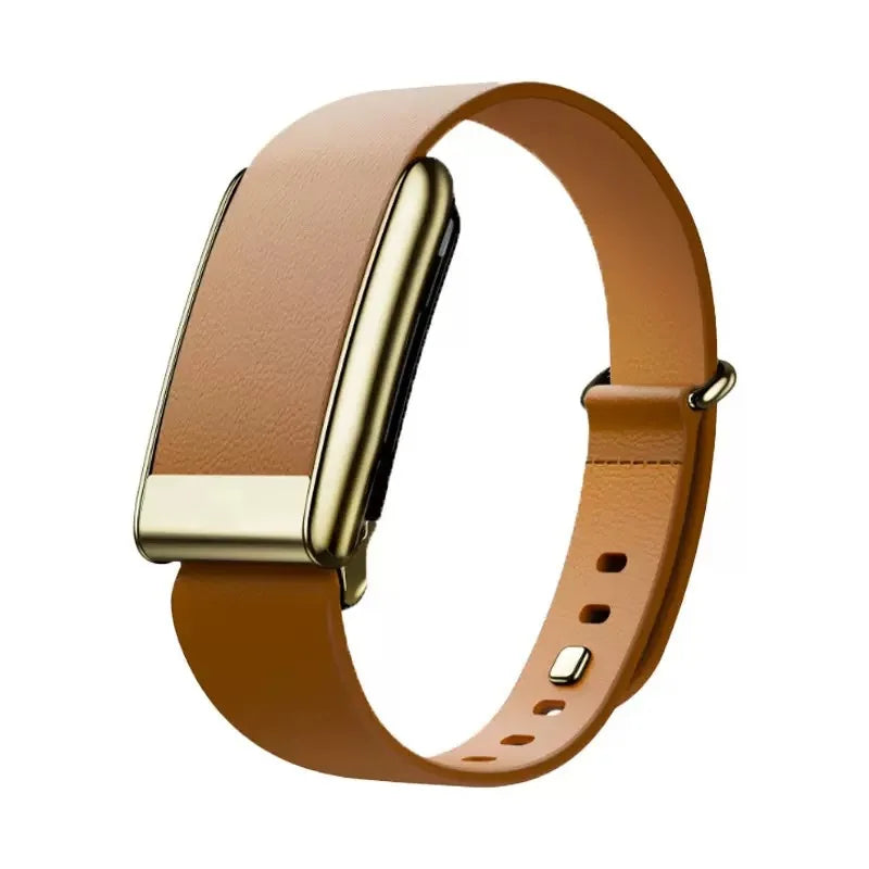 Compatible with Whoop 5.0 Fitness Tracker, featuring a top-layer cowhide leather buckle strap with a bright silver metal U-shape