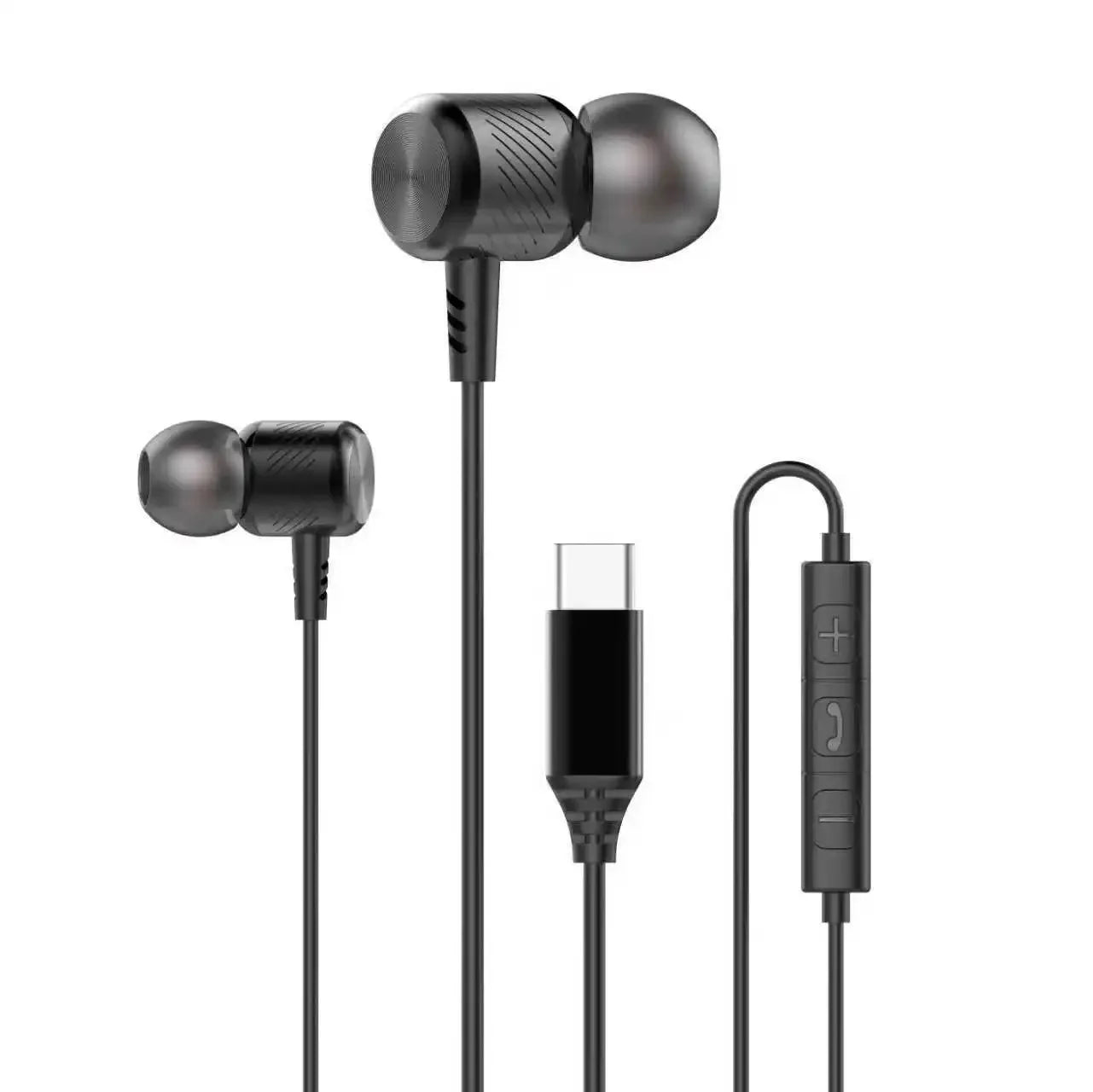 Wired Metal In-Ear Headphones with Mic by Tidesmit - 6 Variants Type-C Black Tidesmit
