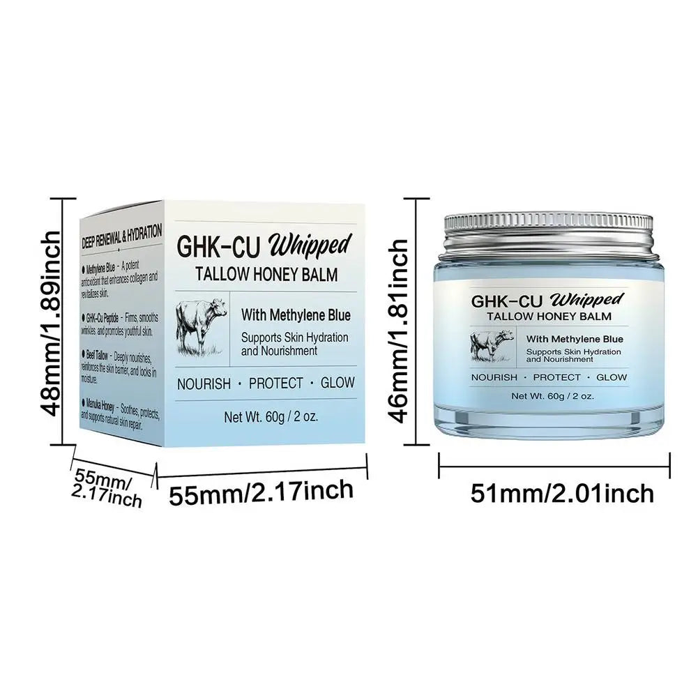 1/2/3pcs Ghk-Cu Beef Tallow Honey Balm Repair Dry Skin Deep Hydration Nourish Non-Greasy Brightening Even Skin Whipped Tallow Ho