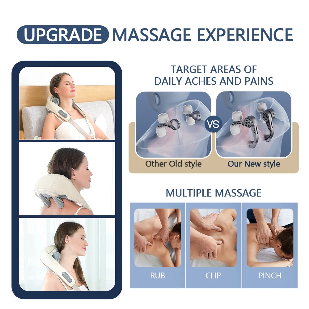 Wireless Neck and Back Massager | Deep Tissue Relaxation Therapy Relaxation Treatment Tidesmit