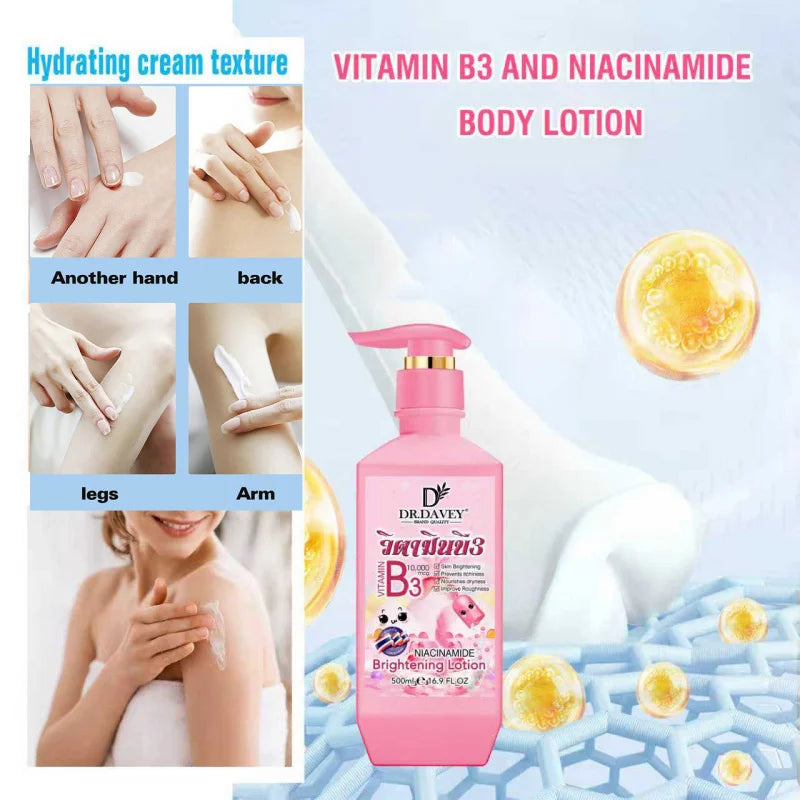 Vitamin B3 Niacinamide Brightening Body Lotion Moisturizes and Nourishes the Skin Leaving a Refreshing and Non Greasy Fragrance