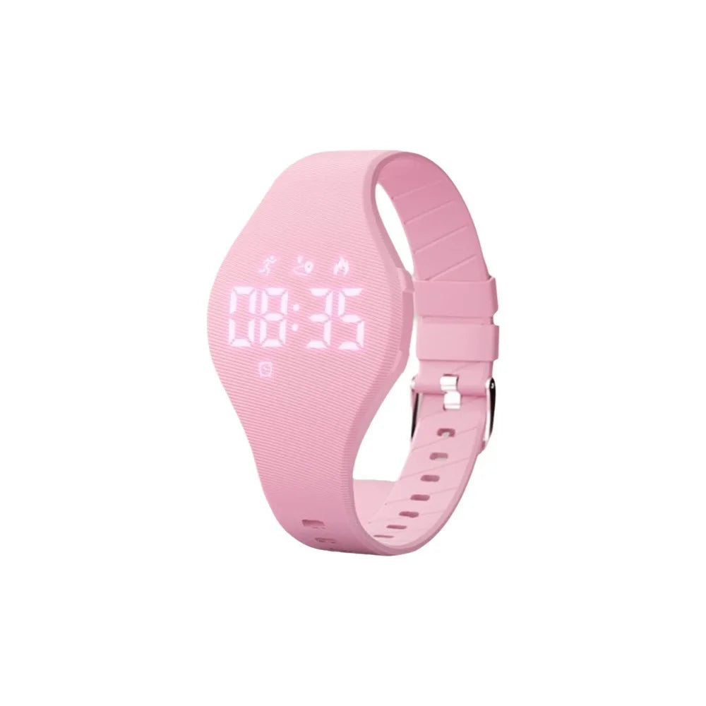 LED Digital Kids Smart Silicone Wristband Waterproof with Running Pedometer Vibrating Alarm Clock Monitor Vibration