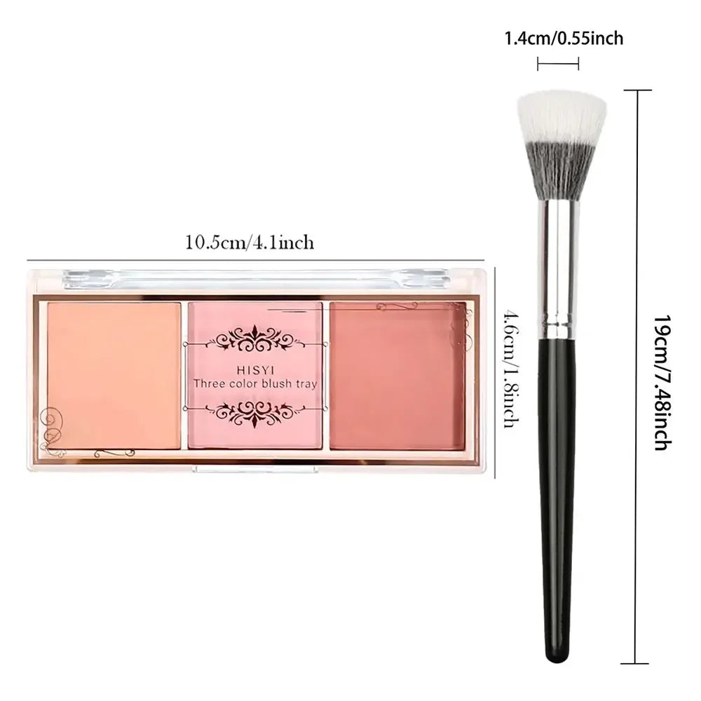 Tidesmit 3-Color Cheek Red Plate for nude matte milk tea orange makeup showing texture close-up and color rendering