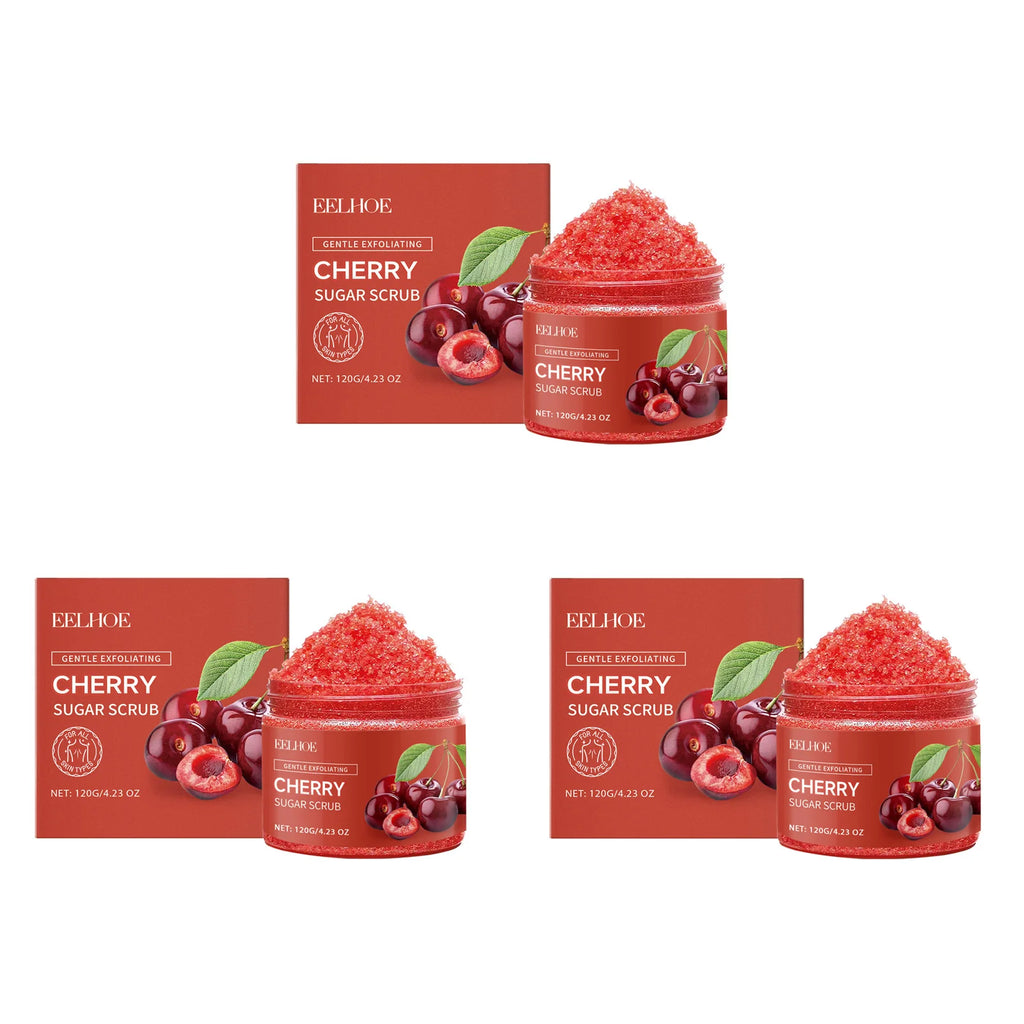 Cherry Sugar Body Scrub for Smooth Skin - Exfoliating Set Scrubs Treatments 3Pcs Tidesmit