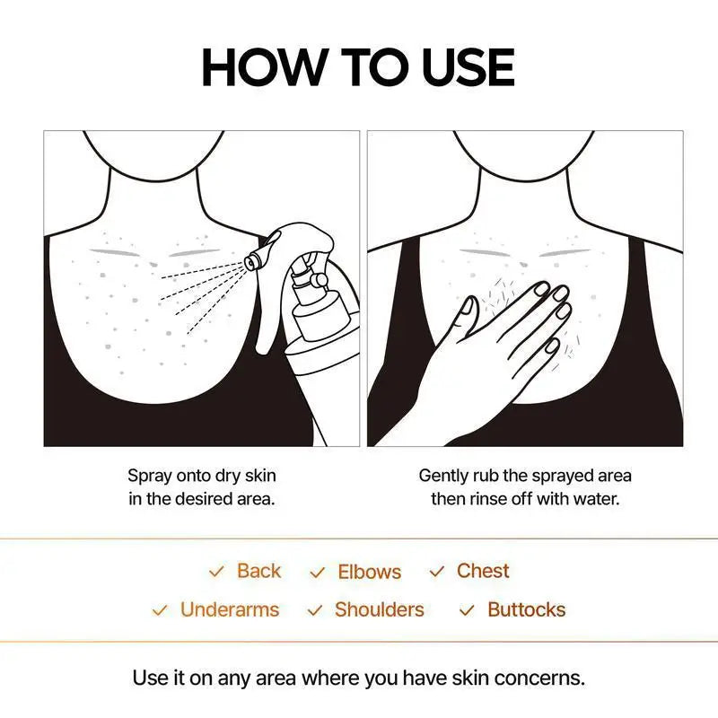 Kojic Acid Turmeric Body Scrub Spray | Natural Exfoliating 200ml Scrubs Treatments Tidesmit