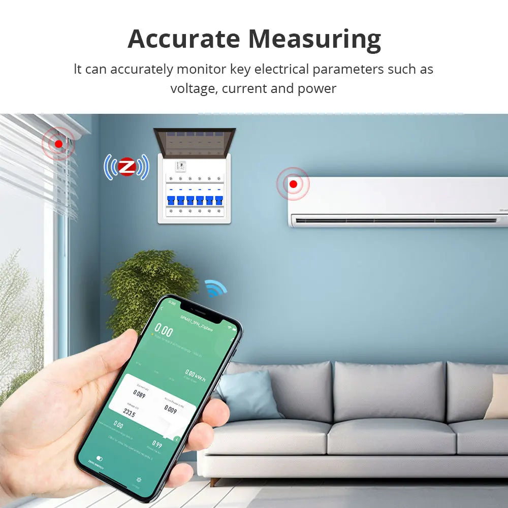 Zemismart Smart Energy Meter Zigbee Monitor Electric Sensor Measure Work with Tuya App Supports Home Assistant via Zigbee2MQTT