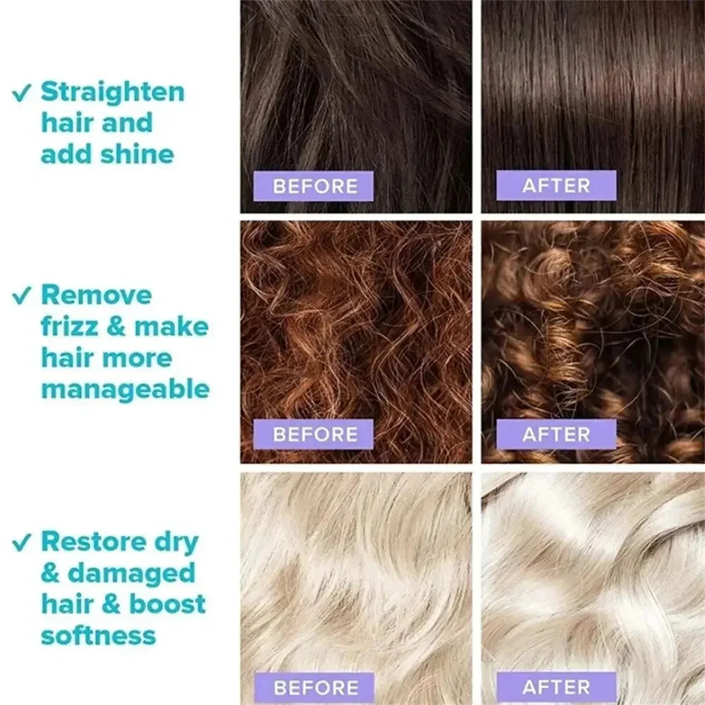 Tidesmit Magic Keratin Hair Vitamin Capsules: Before and After results for smooth, shiny, and hydrated dry damaged hair.