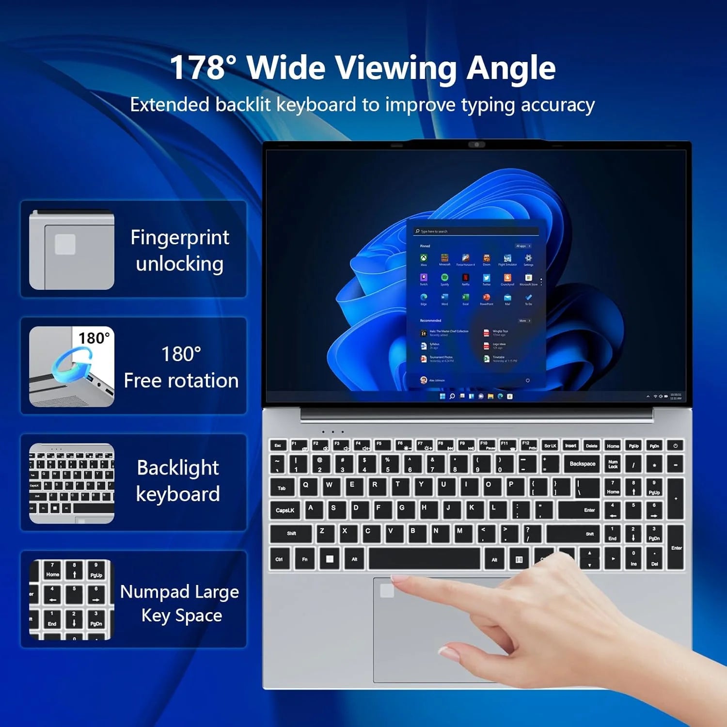 2026 Windows 11 Laptops 15.6 inch Laptop Fingerprint UnIock Intel Core i9-10980HK 16GB RAM 1TB 2TB SSD Backlight Gaming Notebook