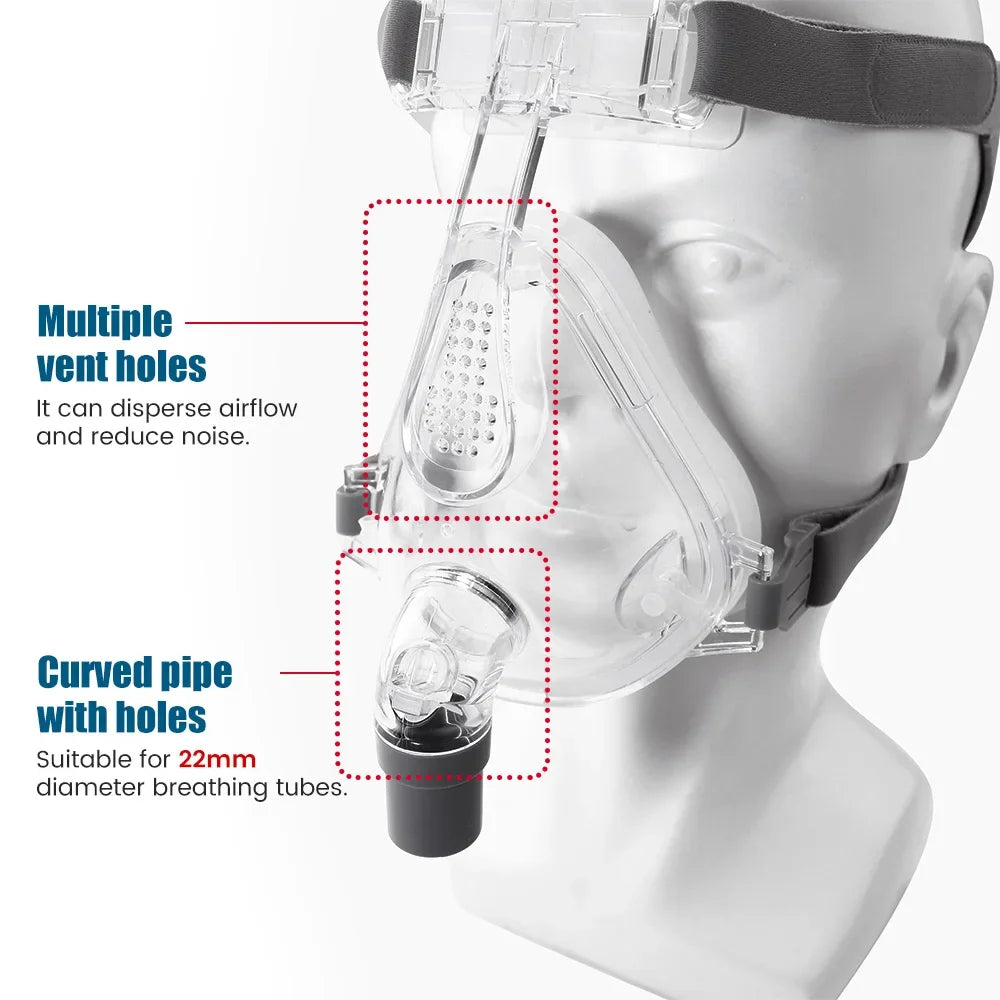 Comfortable CPAP Full Face Mask Adjustable Strap Respirator For Cushion Travel Anti Snoring Stopper Solution Tools Sleep Help