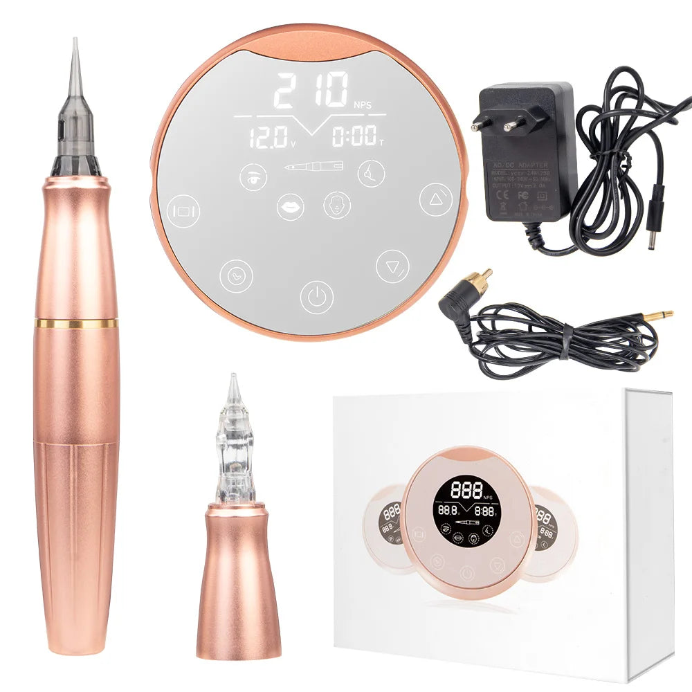PMU Machine Kit for Professional Eyebrow & Lip Microblading - Tidesmit Permanent Makeup Machines Rose Gold Tidesmit