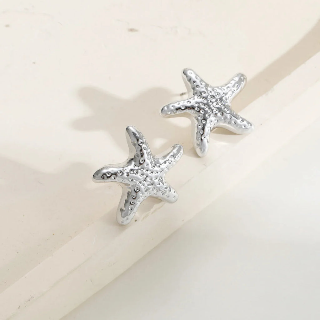 Punk Metal Starfish Stud Earrings for Women Fashion Gold Color Star Geometric Temperament Earrings Summer Jewelry Gift