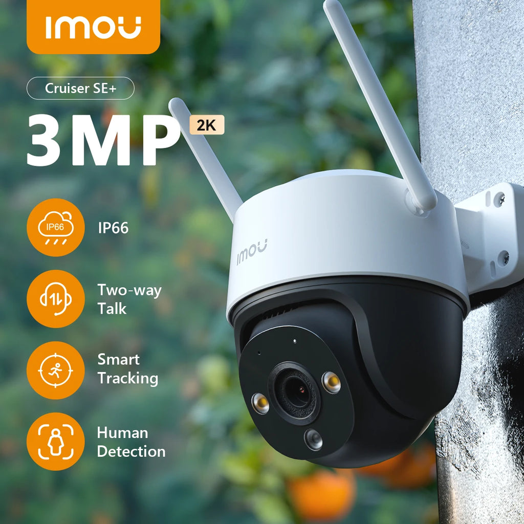 IMOU Cruiser SE+ 3MP Outdoor PTZ Wi-Fi Camera IP66 Weatherproof Camera Two Way Audio Colorful Night Vision AI Human Detection