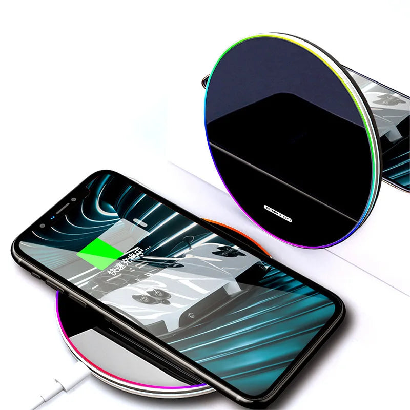 15W Fast Wireless Charger Pad - Qi Certified Black Charging Station Tidesmit