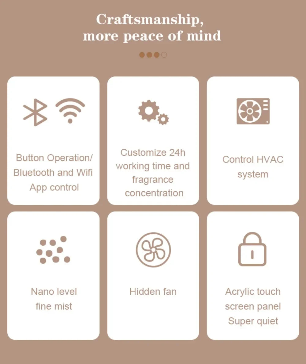 Smart Waterless Scent Diffuser Machine WiFi Bluetooth App Control Aroma Essential Oil Diffuser for Home Hotel Office Large Room