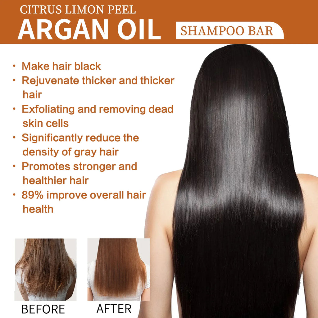 4 Pcs Argan Oil Shampoo Bar - Supports Hair Retention, Repairs Damaged Frizzy Hair, Gentle Scalp Moisturizing Treatment.