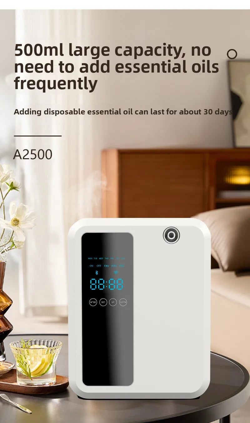 500ML Waterless Fragrance Scent Machine Oil Aroma Diffuser with Bluetooth/wifi App Control for Home Office Hotel 12V