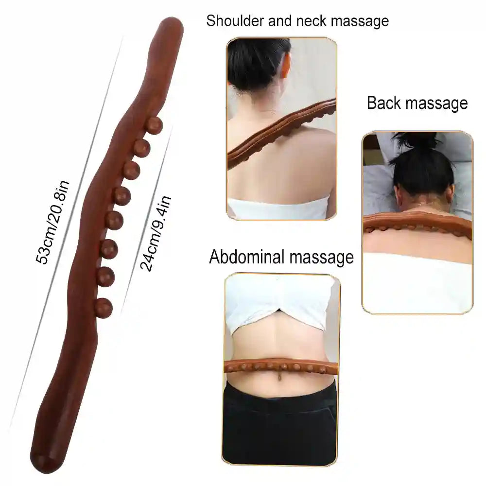Wooden Gua Sha Massage Roller - Beech Wood Back Muscle Relief Tool Massage Roller Stick B Tidesmit