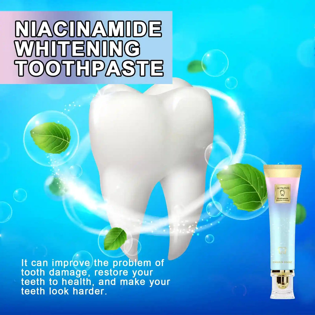 Tidesmit Niacinamide whitening toothpaste for stain removal, sensitive teeth strengthening, and fresh mint breath.