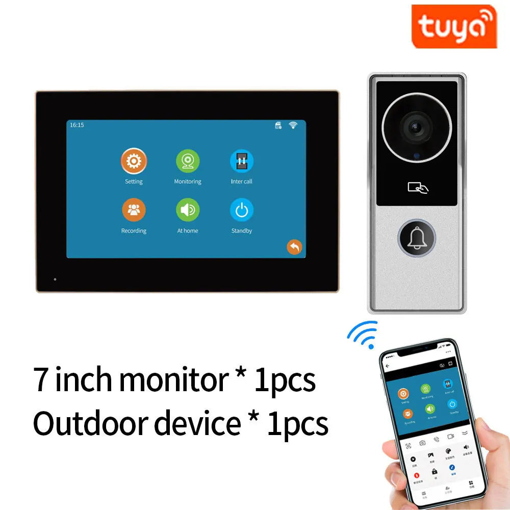 Wifi Tuya App Video Intercom 1080P Video Doorbell HD Camera for Apartment 7/10inch Touch Monitor one-key Unlock Motion Detection