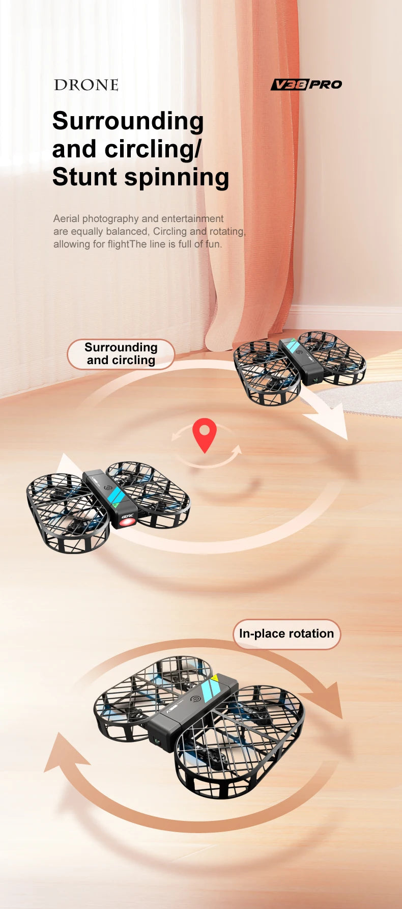 Foldable 6K Camera Drone with WiFi FPV and Headless Mode - Tidesmit V38 Tidesmit