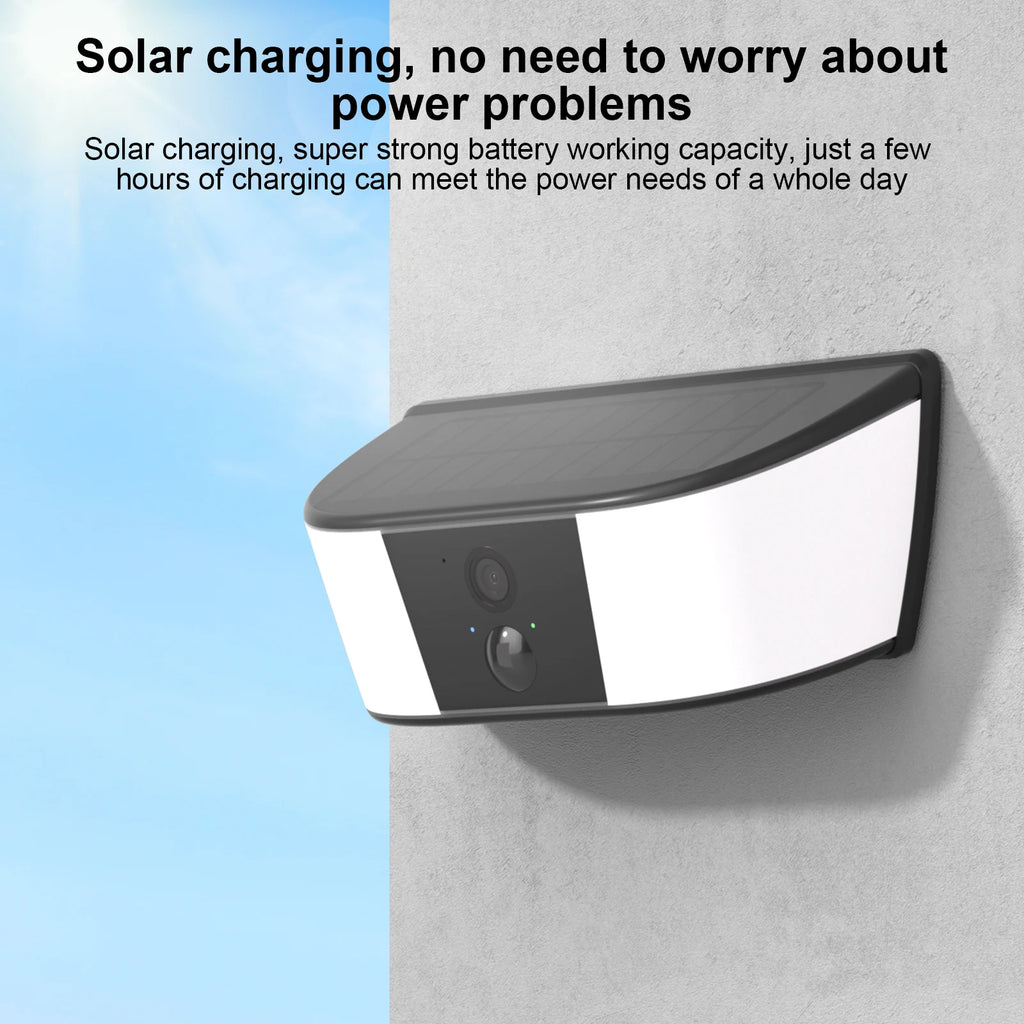 2K Solar Camera Wall Light Outdoor Surveillance Camera 5200mAh Battery Camera Color Night Vision Local Alarm Humanoid Detection