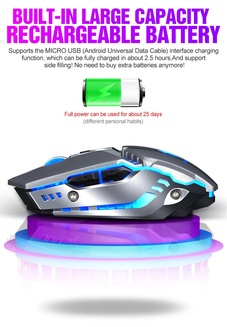 T-WOLF Thunderwolf Q15 Rechargeable Wireless Mouse RGB Glow Game Office Silent Laptop 2.4g Rechargeable Wireless Mouse