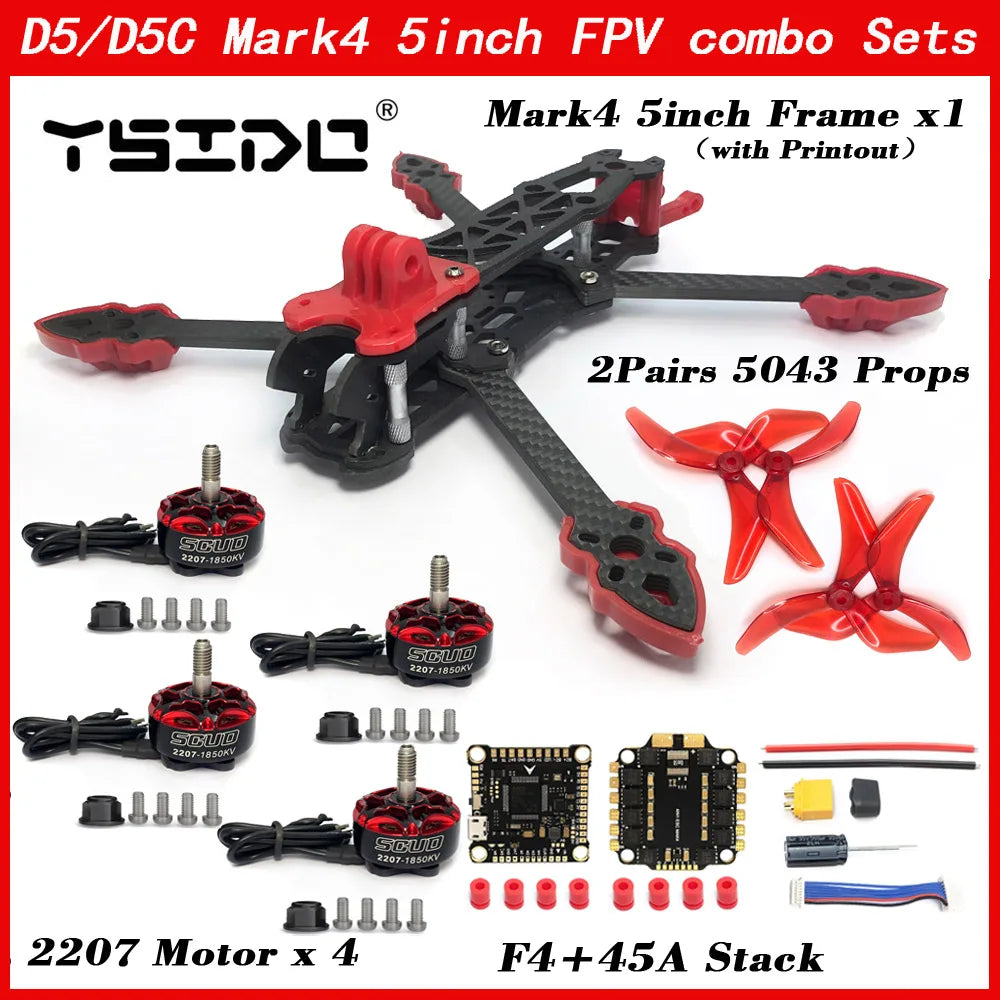 5 Inch FPV Racing Drone Kit - Carbon Fiber Frame 6S Performance Tidesmit
