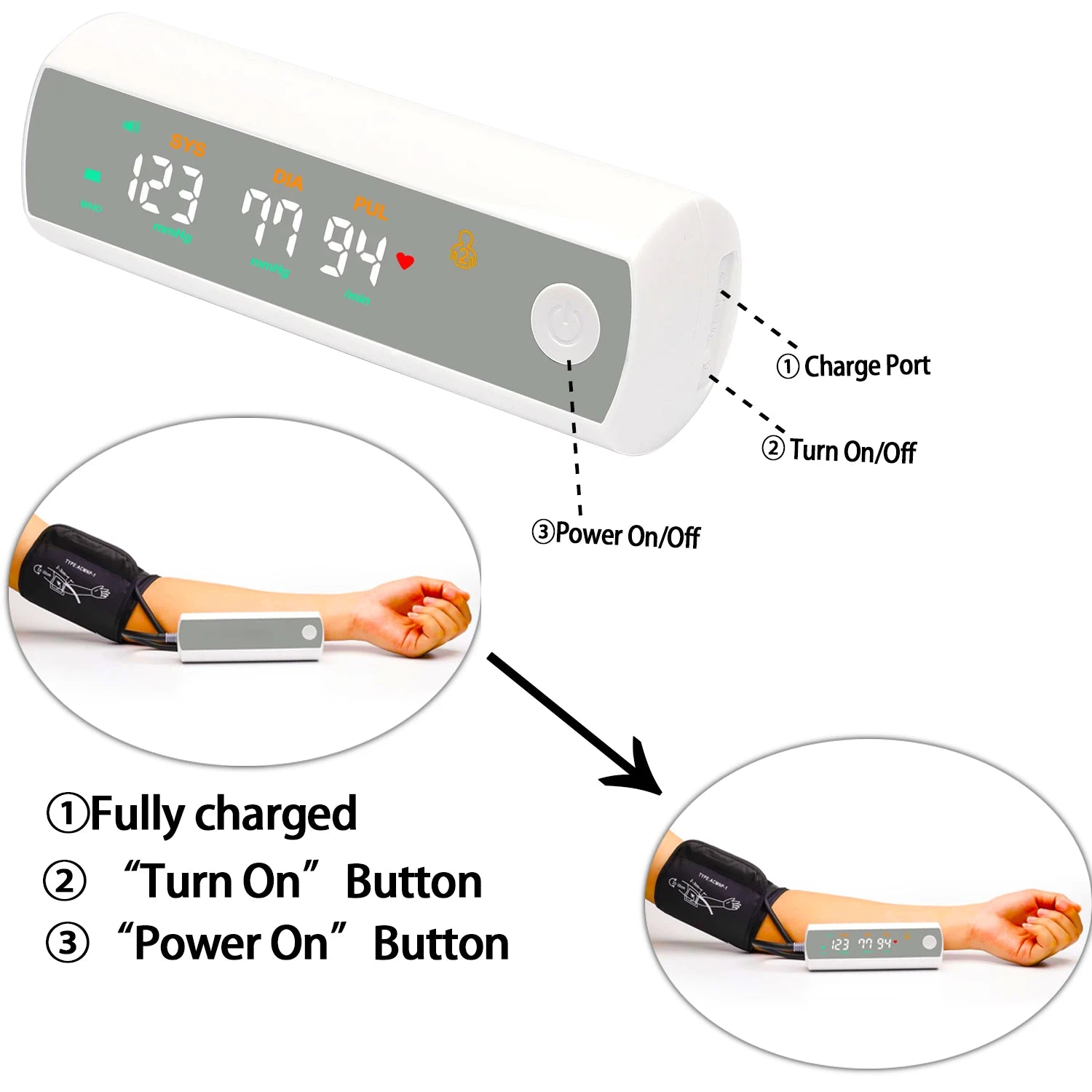 Rechargeable Battery Digitization Russian Voice LCD Large Screen Sphygmomanometer Arm Blood Pressure Monitor Tonometer