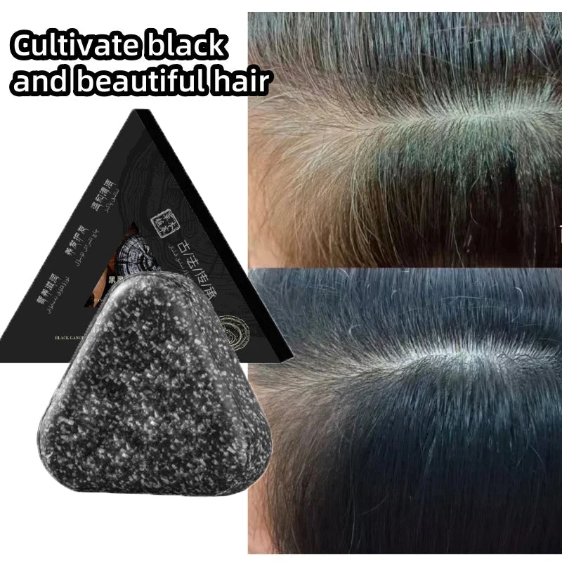 Natural Black Hair Shampoo Soap Handmade Bar With Ganoderma Polygonum Multiflorum Nourishing Shiny Hair Herbal Hair Growth Soap