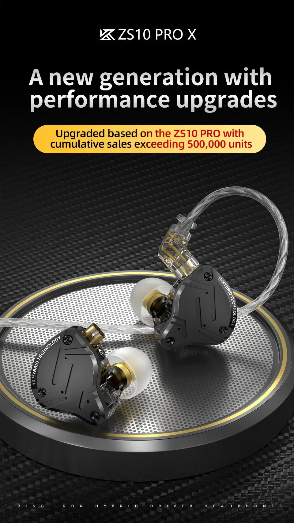 KZ ZS10 Pro X In-Ear Monitors 5-Driver Hybrid HiFi Earphones Tidesmit Tidesmit