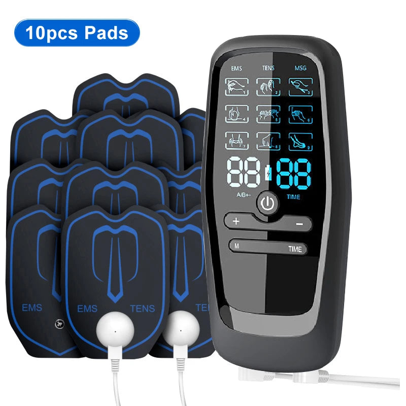TENS Muscle Stimulator: Portable Electric Massager for Muscle Relief Body Shaping Massage Equipment 858 10Pads Tidesmit