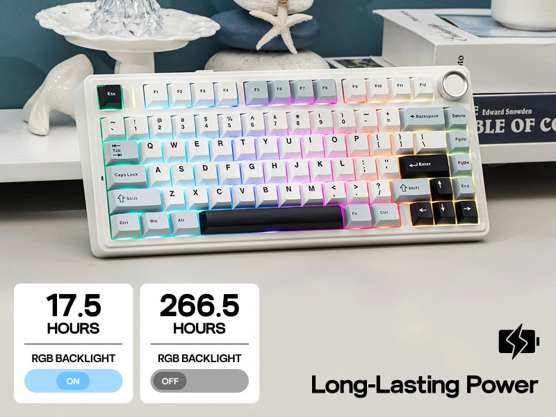 EPOMAKER x AULA F75 75% ANSI Hot-Swap Gasket Bluetooth 5.0/2.4G Wireless/Wired Mechanical Keyboard PBT Keycaps for Mac/Win