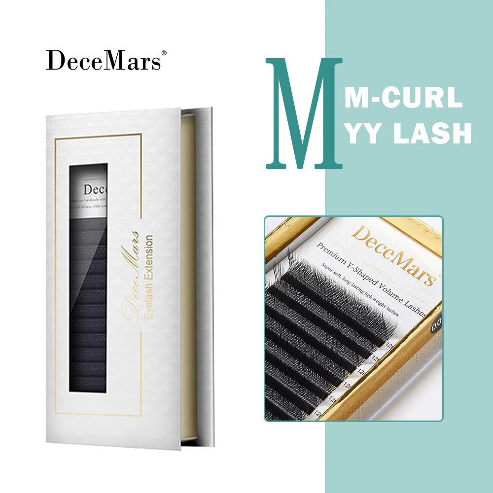 DeceMars L-curl M Curl YY 3D 4D 5D 6D Eyelash Extension 12 Lines for Makeup False Eyelashes YY M Black 0.07mm Tidesmit