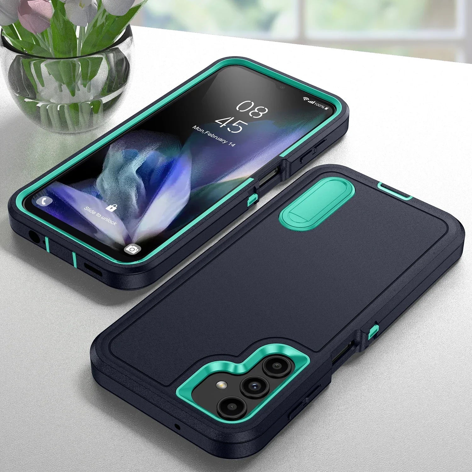 Samsung Galaxy A56 Case with Integrated Kickstand - Shock-Absorbing Cover Navy Blue Tidesmit