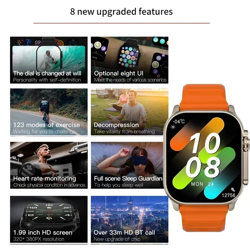 New Fashion Smart Watch Bluetooth Call Man Woman Heart Rate Health Monitoring Sports Waterproof Smartwatch 7 in 1 Straps Watch