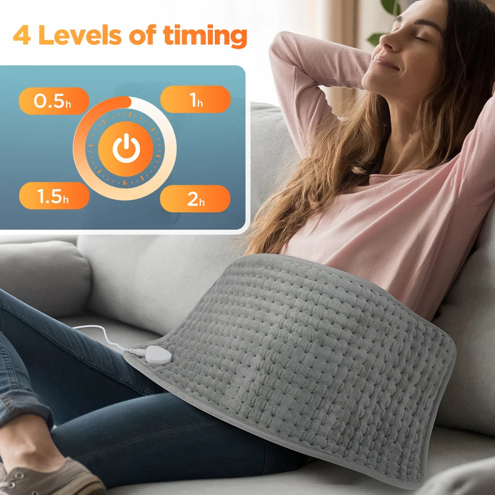 Electric Heating Pad for Muscle Relief - 10 Heat Settings & 4 Timers Body Shaping Massage Equipment Tidesmit