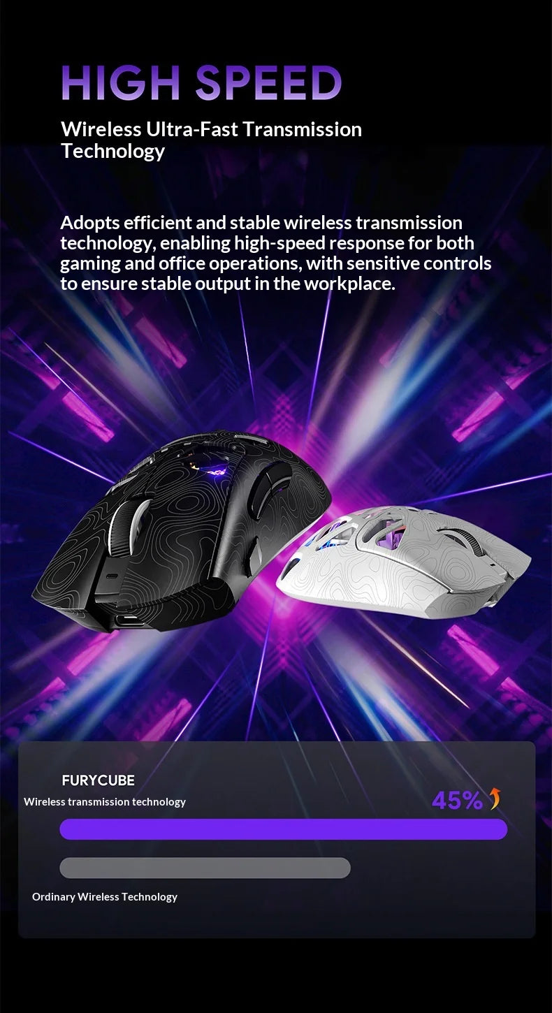 FURYCUBE G11 wireless mouse game Bluetooth the third mock examination PAW3311 lightweight hollow out design RGB mouse