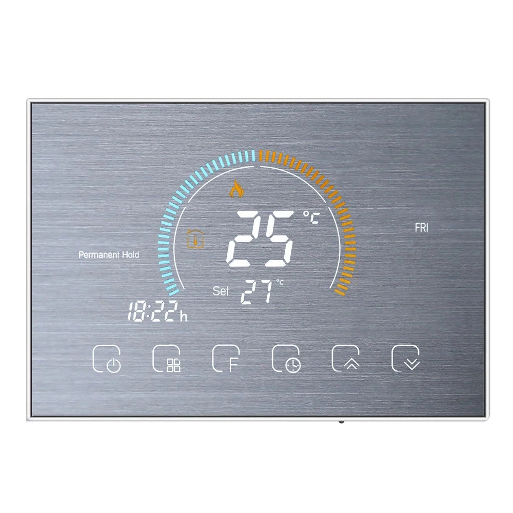 WiFi Smart Thermostat for Home Heating - Colorful Touchscreen Model Silver Tidesmit