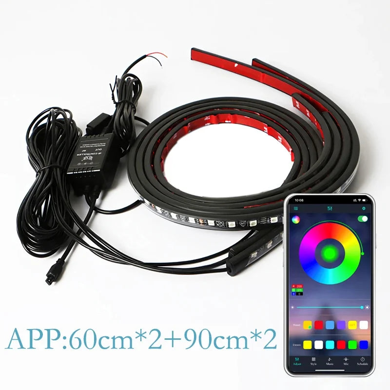 Car Underglow LED Light Kit RGB Dream Color - App Controlled Tidesmit 60cm 90cm APP Tidesmit