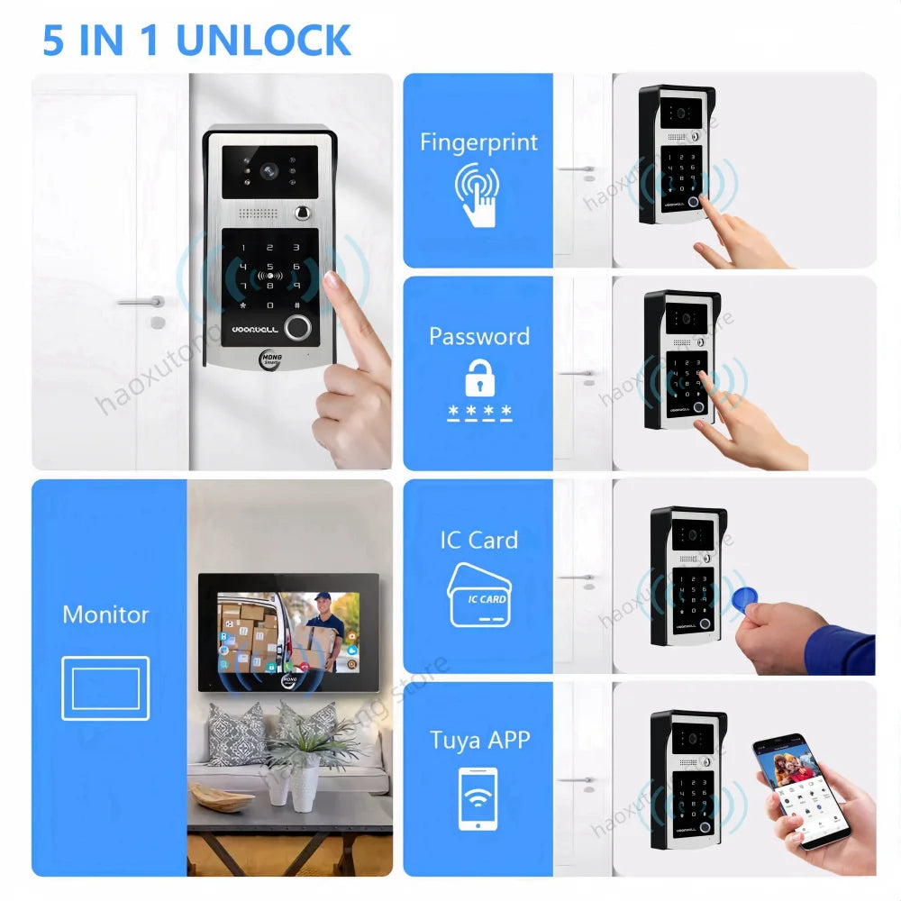 7/10 Inch Tuya Smart Wifi Video Apartment Intercom System 1080P Wireless Doorbell Camera Rfid Unlock Door Entry Intercom Doorman