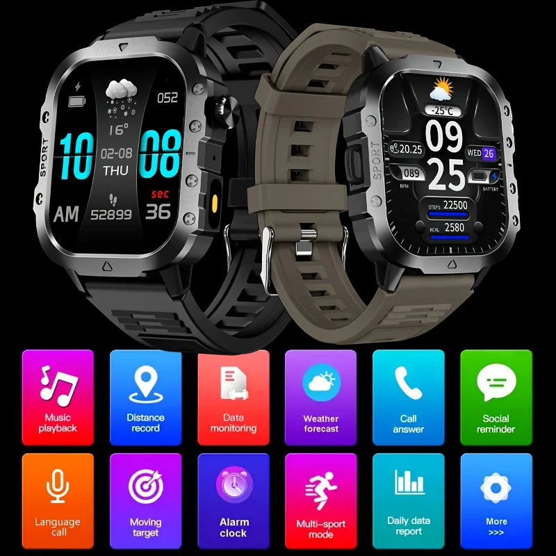 LAXASFIT 2026 New LED Smart Watch Men Bluetooth Calling Voice Control Multi Sport Modes Health Monitor Outdoor Smartwatch